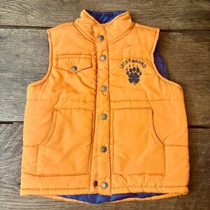Lucky Brand Boys 5T Puffer‎ Vest with Pockets Orange and Blue